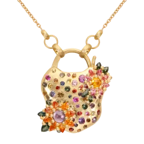 Medium Rainbow Daisy Clusterf@&$ Padlock Necklace - 11644