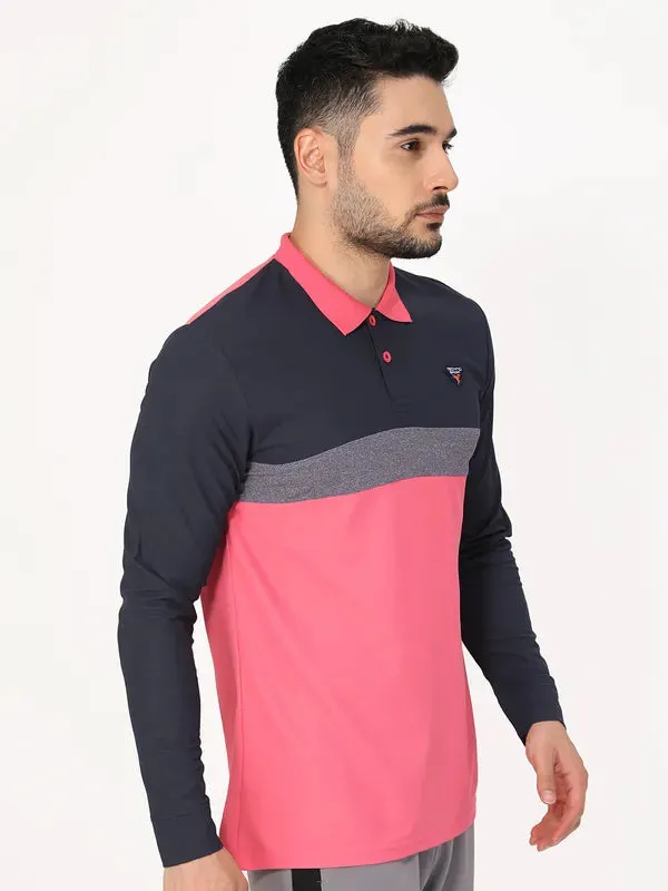 Men Colorblock Slim Fit Polo T-shirt with MATPIQ