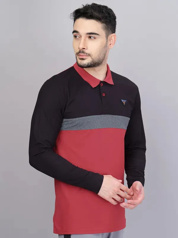 Men Colorblock Slim Fit Polo T-shirt with MATPIQ