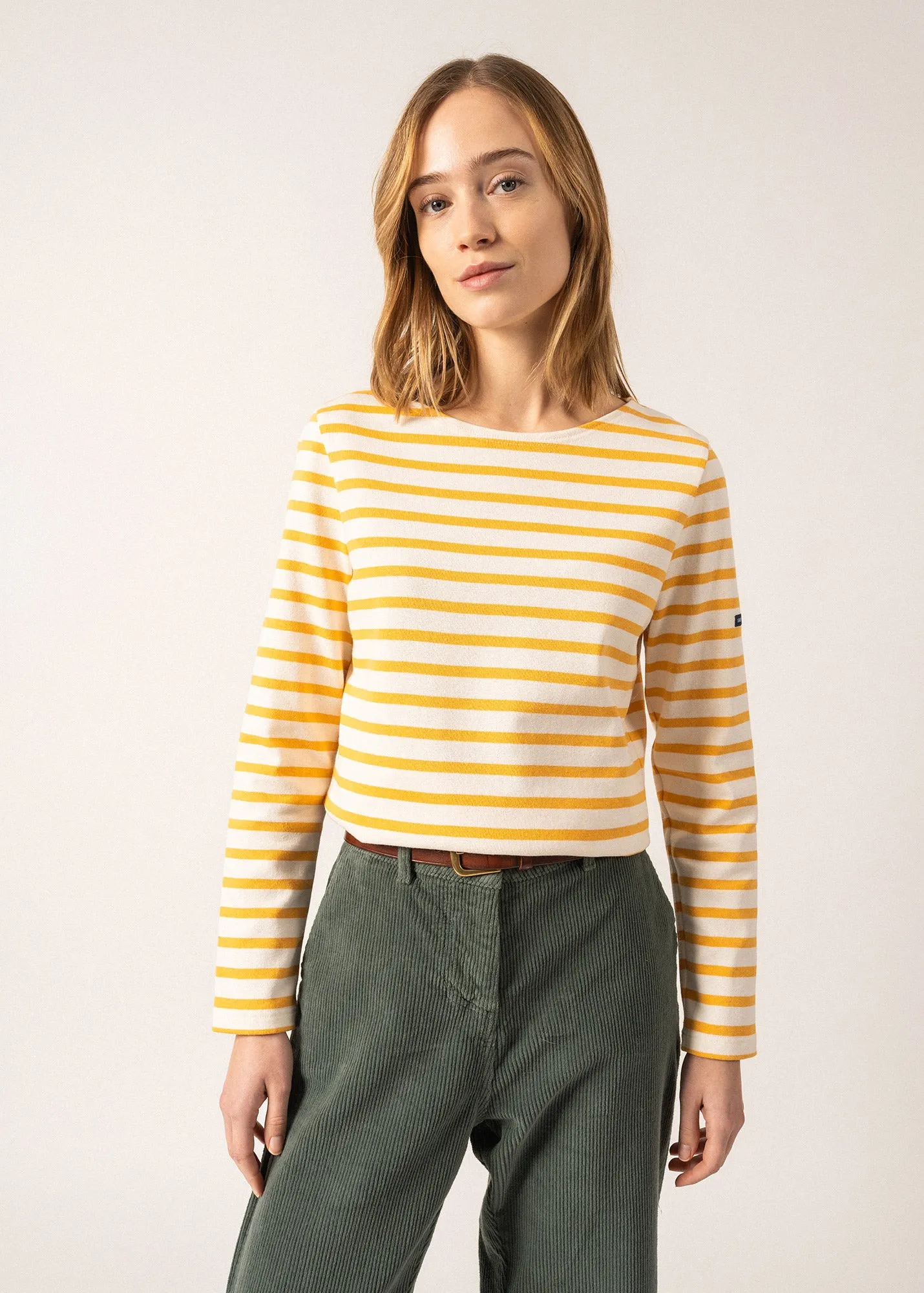 Meridame striped sailor shirt - regular fit, in thick cotton (ECUME/AMBRE)