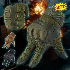 Military Full Finger Tactical Gloves - Hard Knuckle Army Special Forces Ops Fire Resistant Water Proof Gloves