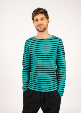 Minquiers unisex striped sailor shirt - regular fit, in light cotton (ABSINTHE/NOIR)