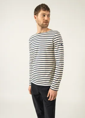 Minquiers unisex striped sailor shirt - regular fit, in light cotton (ECRU/MARINE)