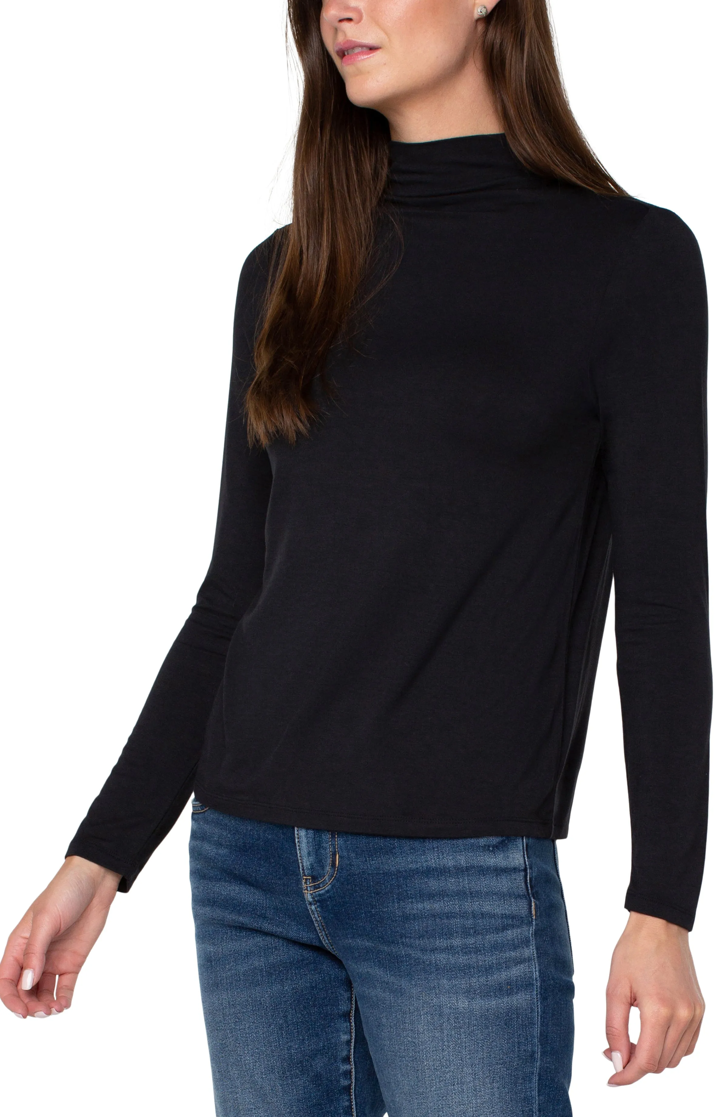 MOCK NECK LONG SLEEVE KNIT TOP