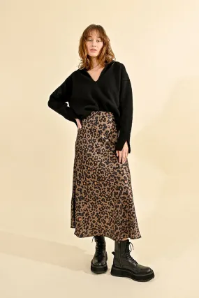 Molly Bracken Leopard Satin Skirt