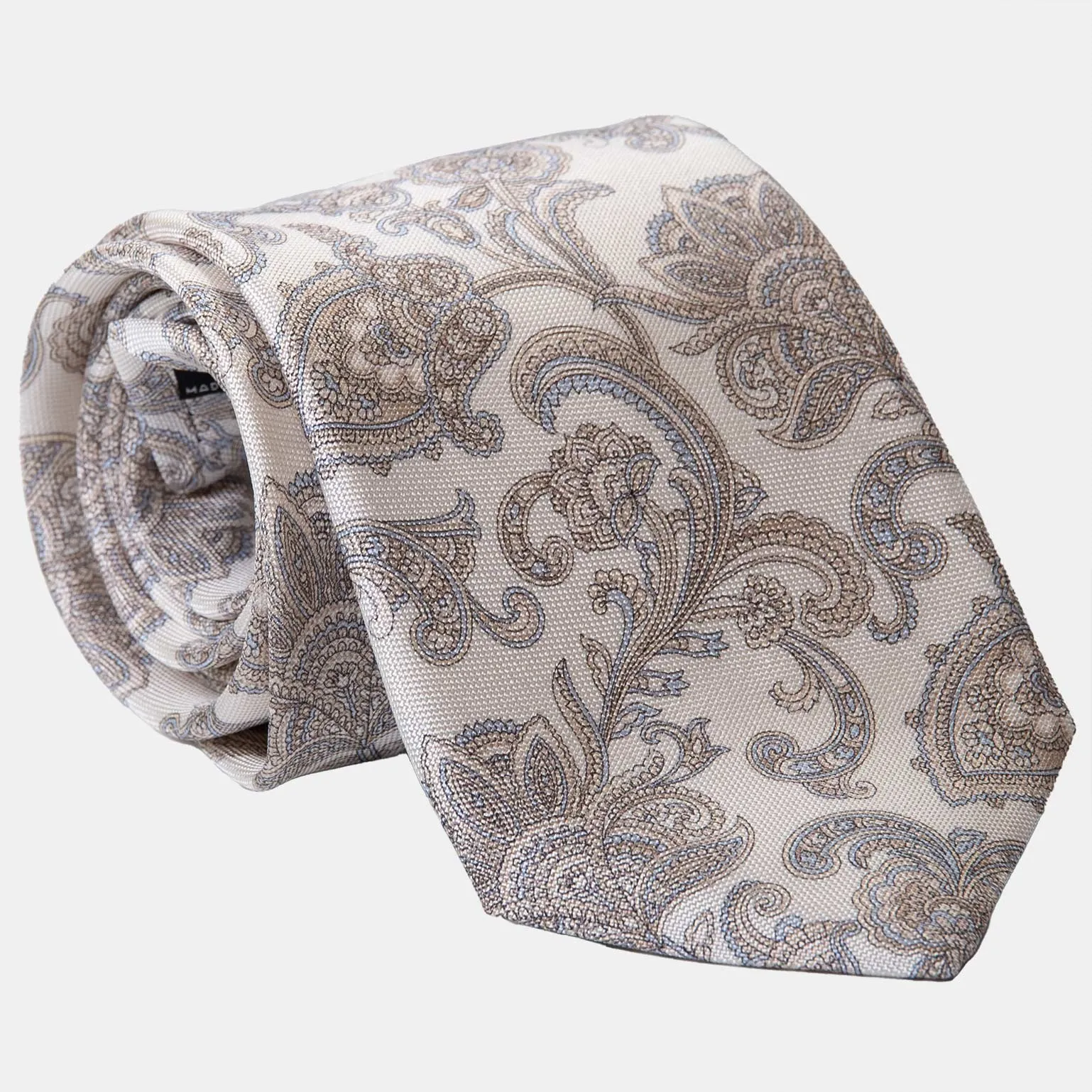 Novara - Printed Silk Tie - Ivory