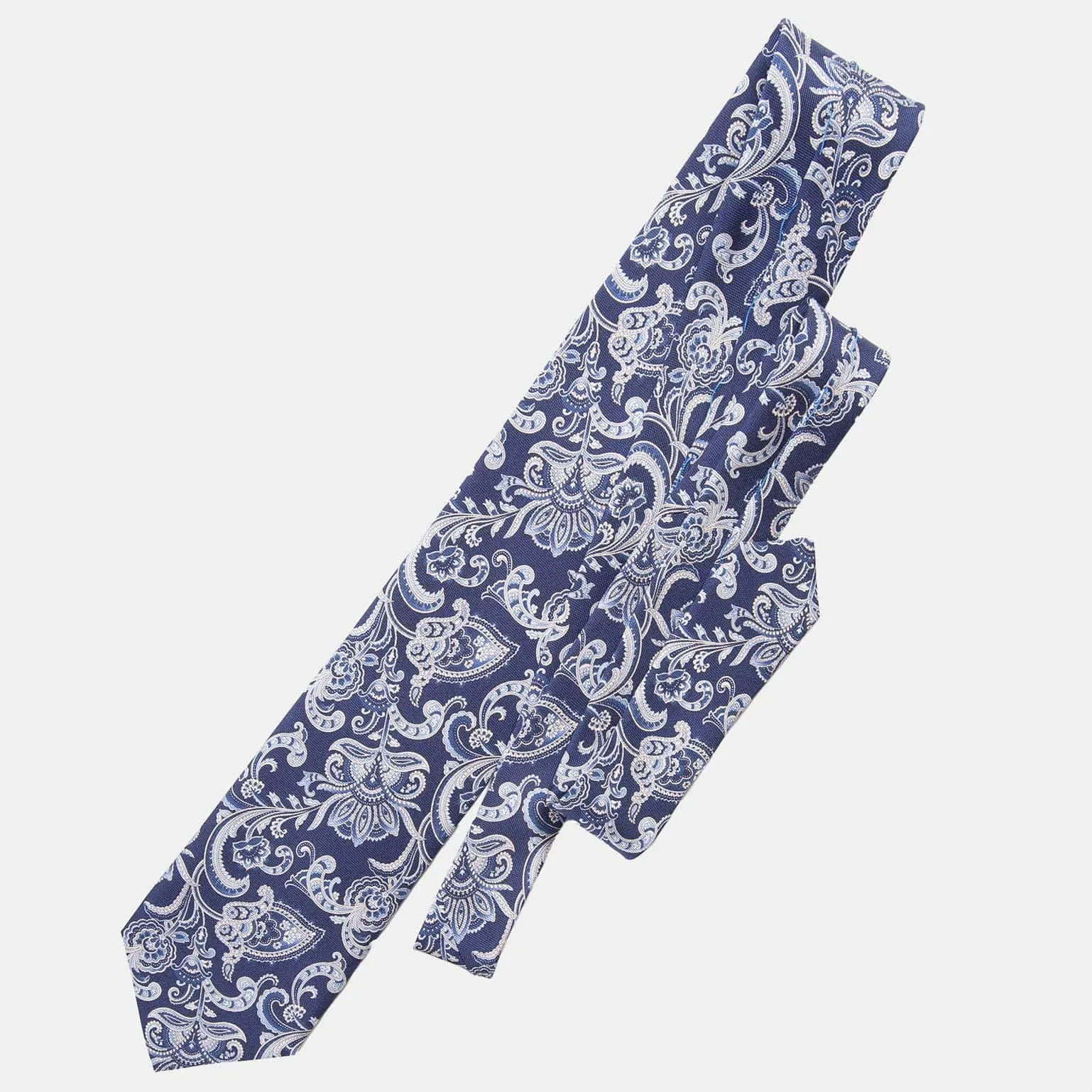 Novara - Printed Silk Tie - Navy