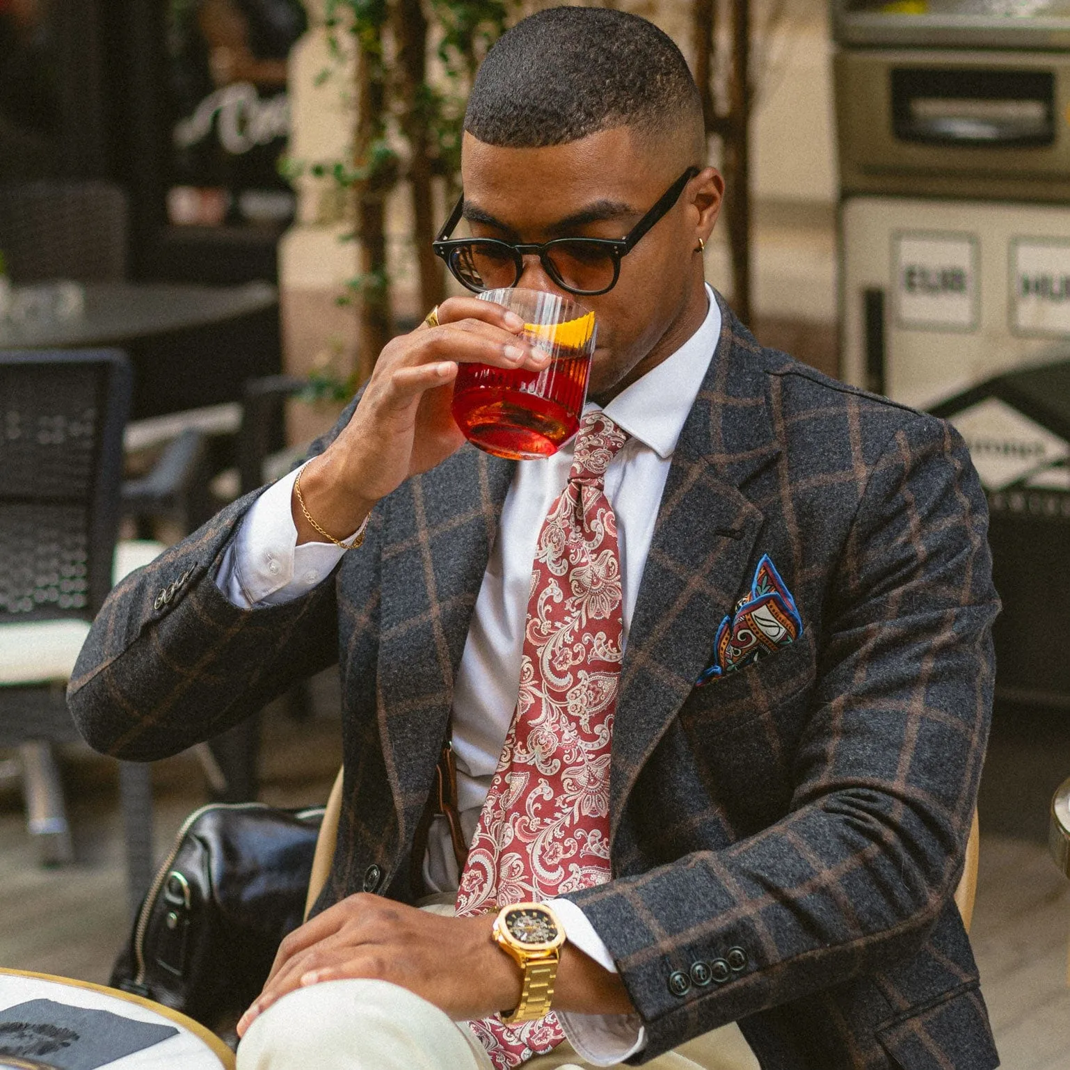 Novara - Printed Silk Tie - Venetian Red