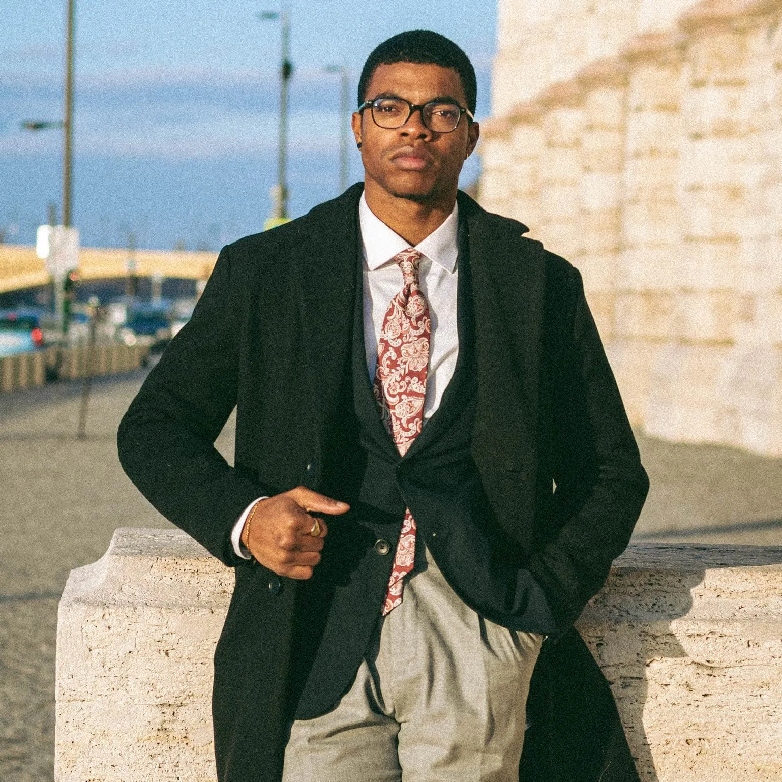 Novara - Printed Silk Tie - Venetian Red