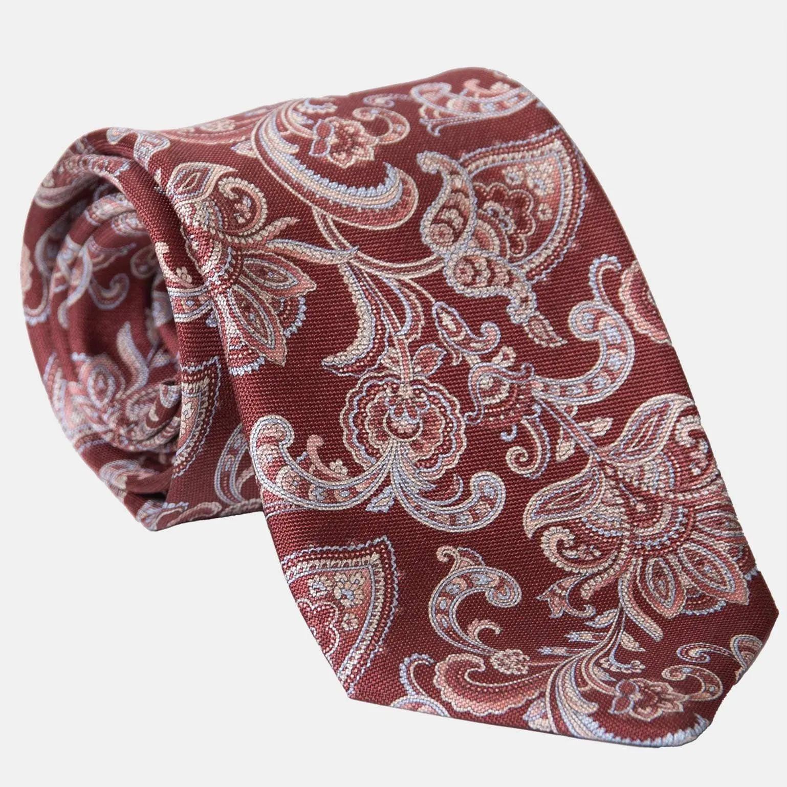 Novara - Printed Silk Tie - Venetian Red