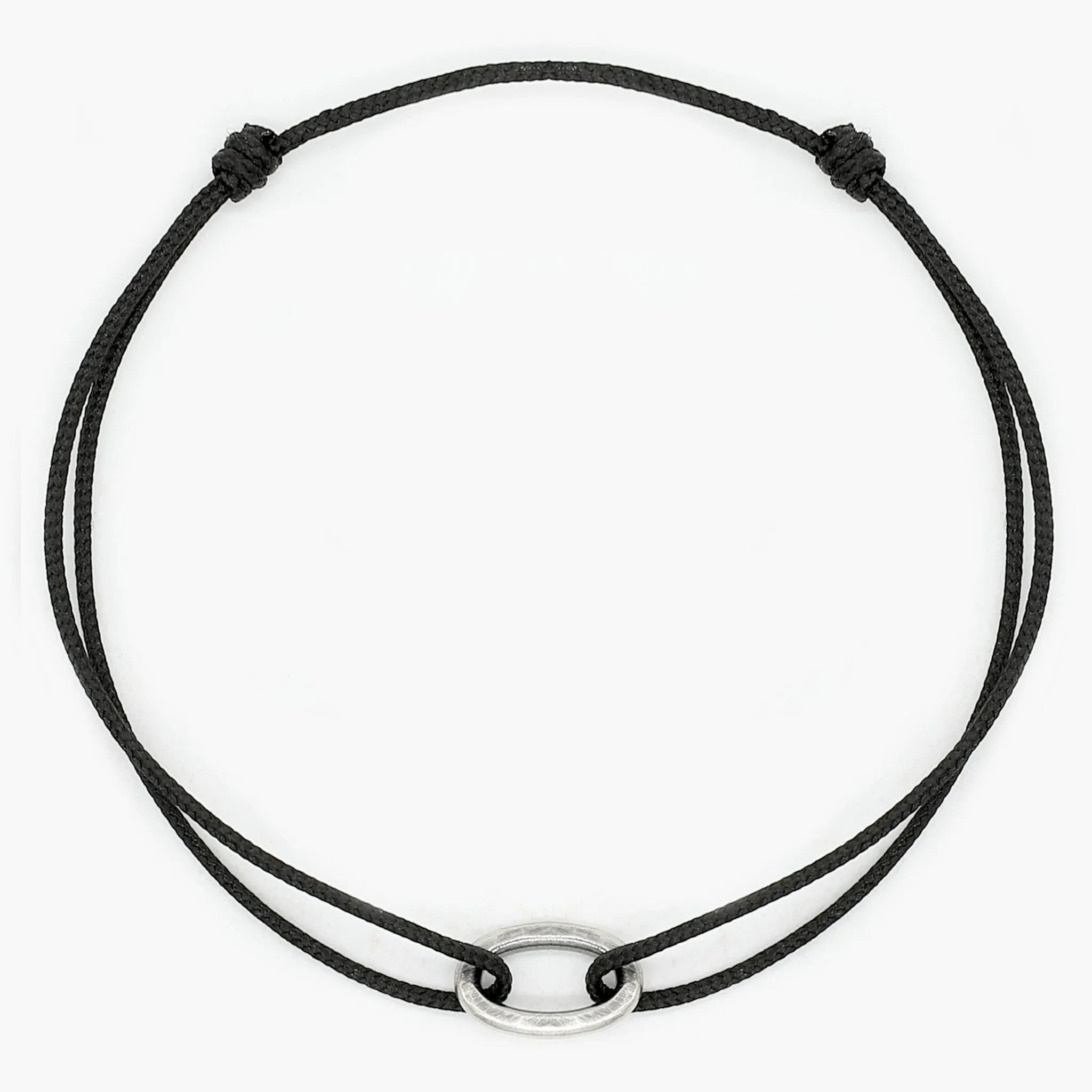 Nylon Thread With Silver Hoop "Indah" Bracelet (Black)