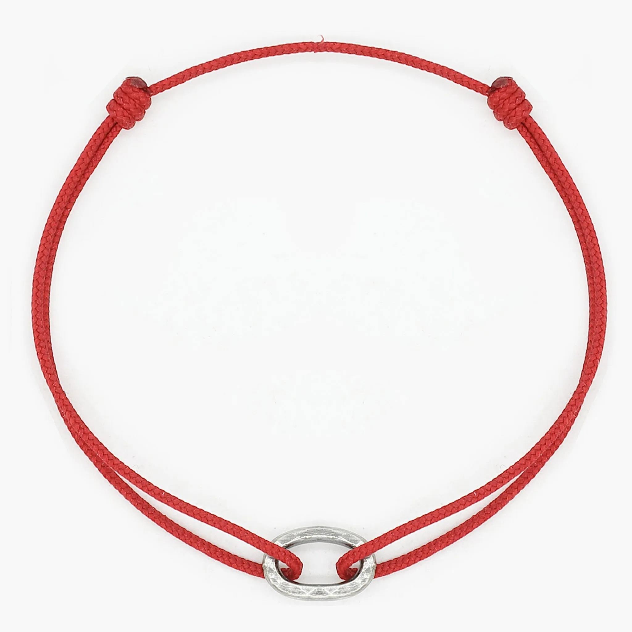 Nylon Thread With Silver Hoop "Indah" Bracelet (Red)