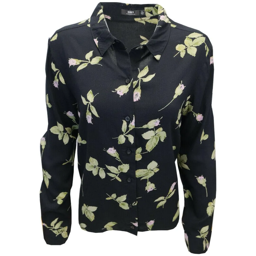 OBEY Women's Black Floral L/S Shirt (S03)