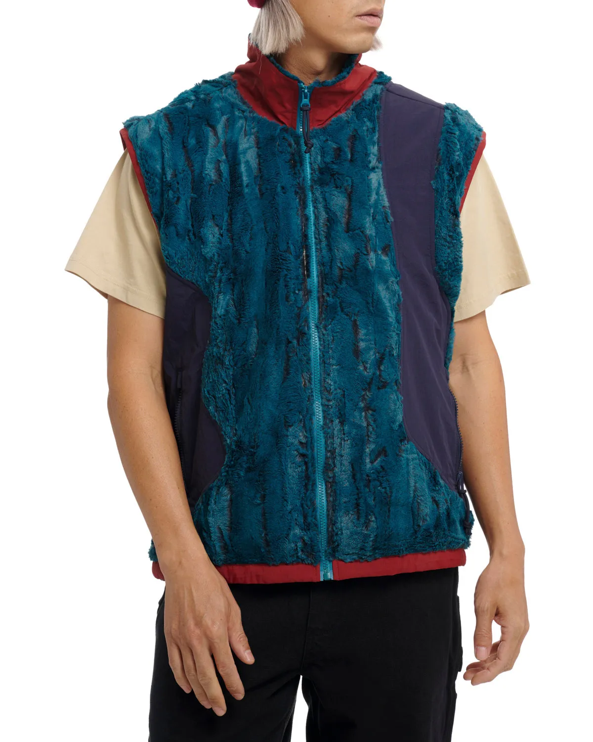 Organic Paneled Fur Vest - Mallard