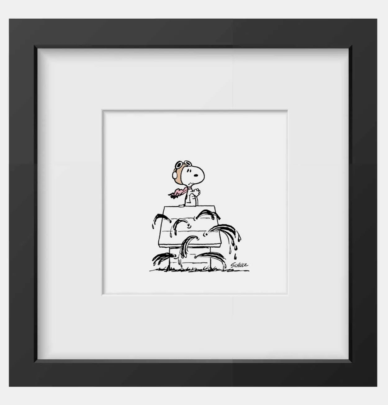 Peanuts Red Baron Framed Handmade Print