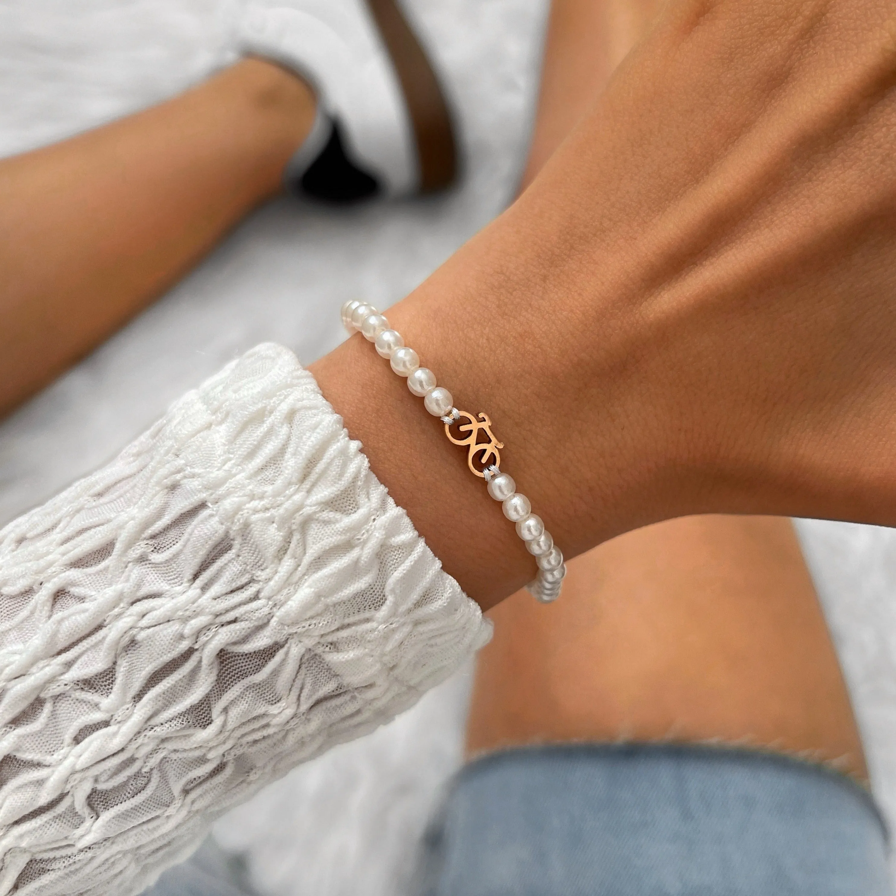 Pearl Rose Bike Bracelet