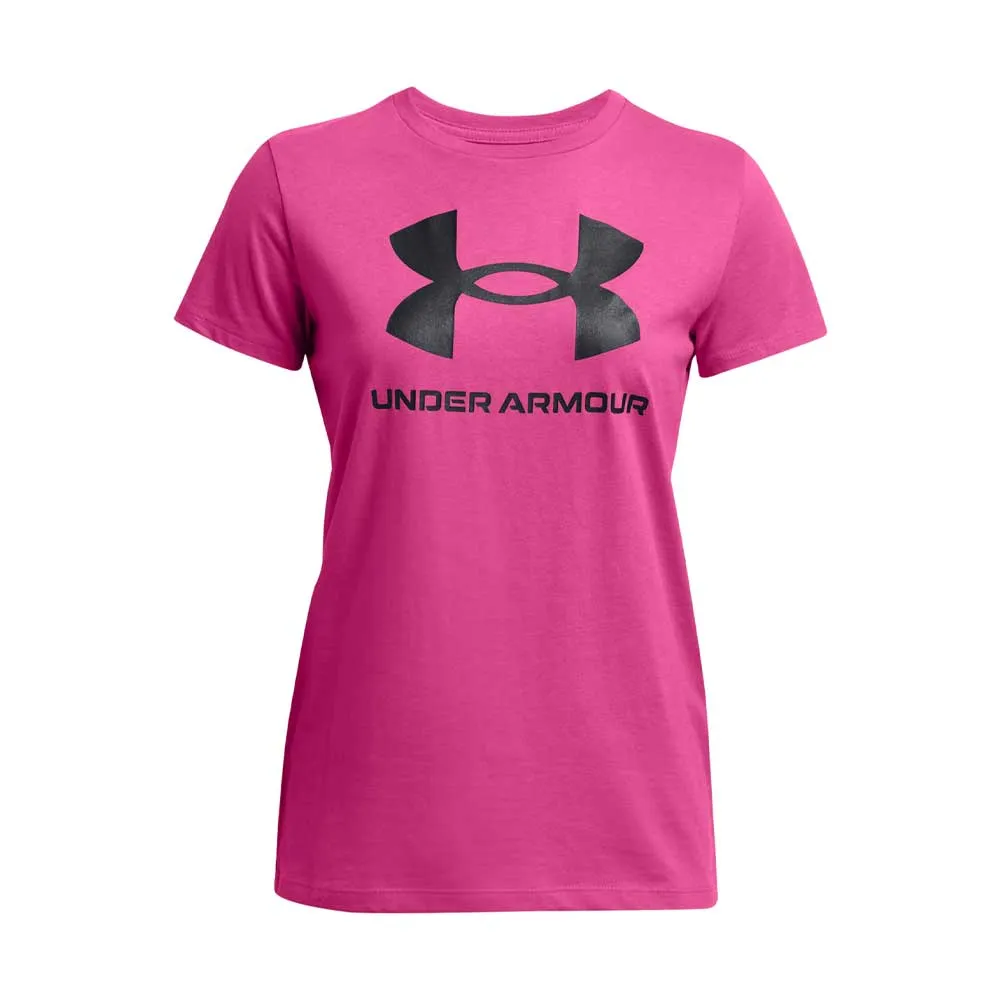 Playera Manga Corta Under Armour para Mujer Rival Logo SS Rosa