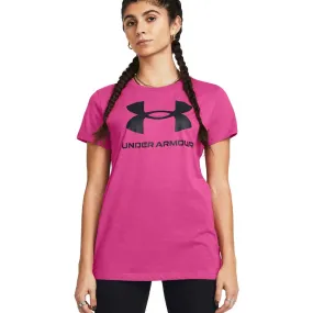 Playera Manga Corta Under Armour para Mujer Rival Logo SS Rosa