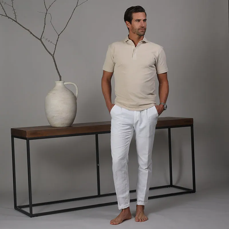 Portofino Piqué Cotton Polo Sand