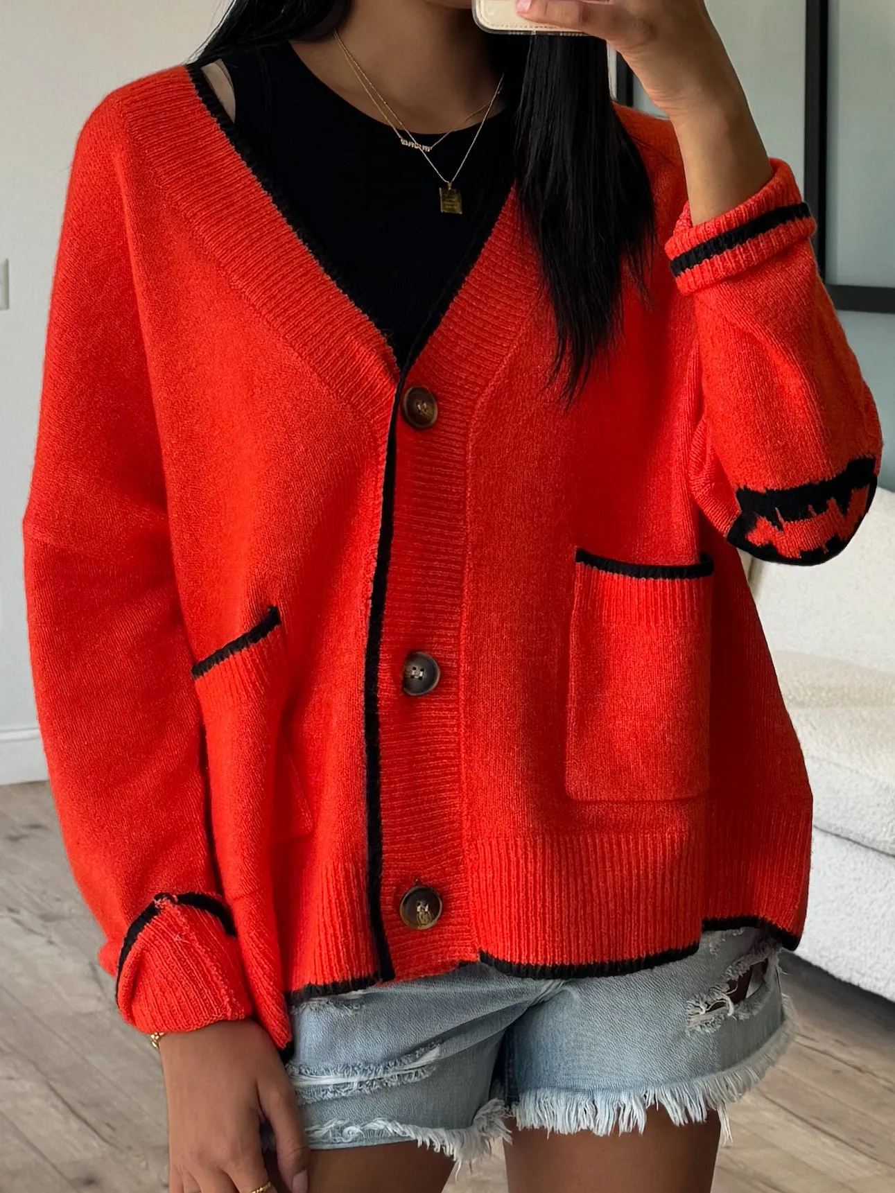 Pumpkin Patch Button Cardigan | Orange