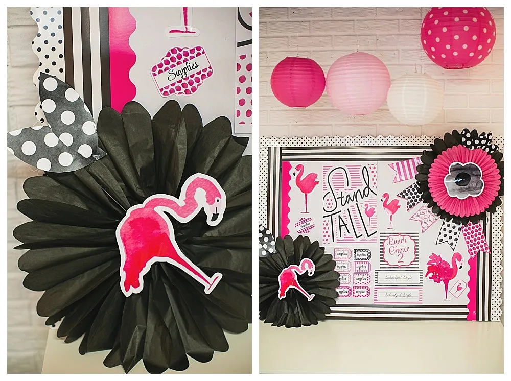 "Flamingo Black & White" Full UPRINT Bundle | Printable Classroom Decor | Teacher Classroom Decor | Schoolgirl Style