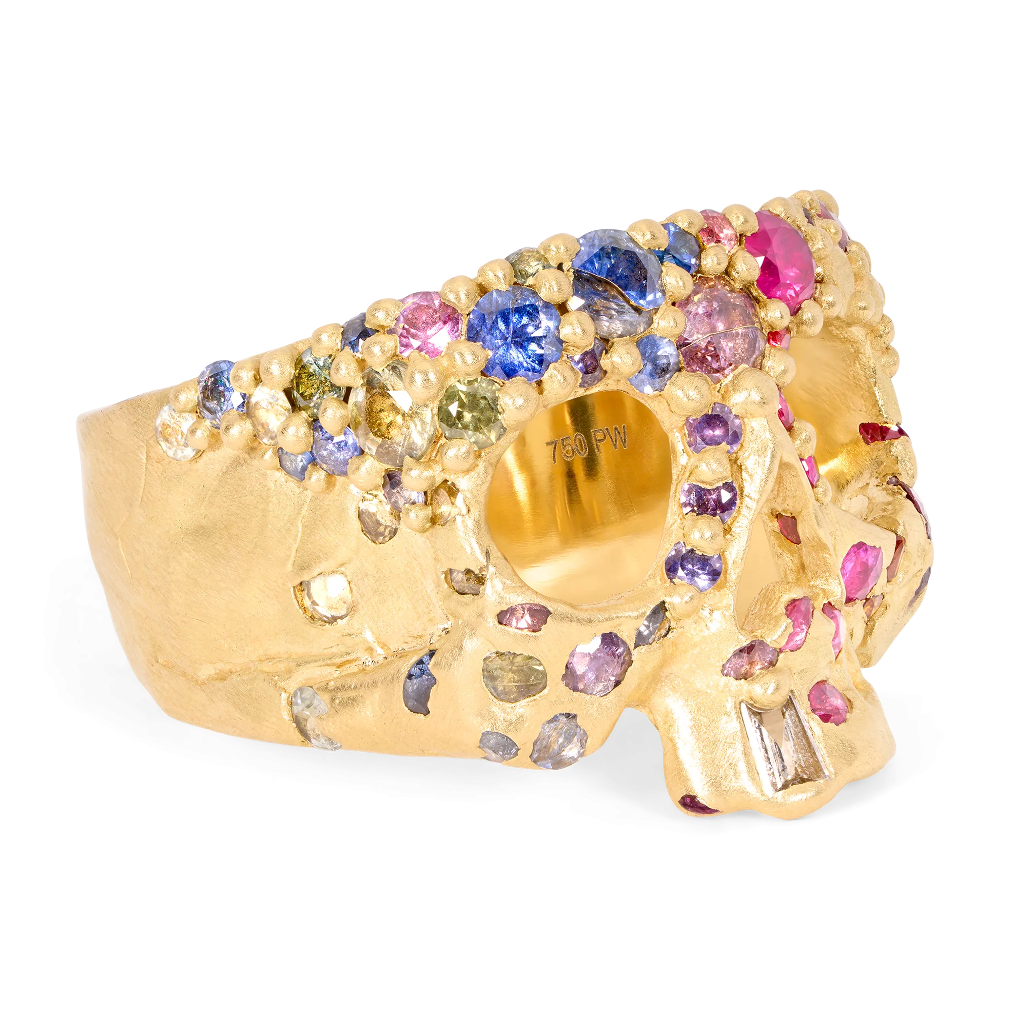 Rainbow Confetti River Skull Ring - Size 7.5 - 11432