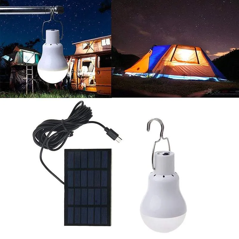 Rechargeable 15W LED Light Bulb w/ External Solar Panel