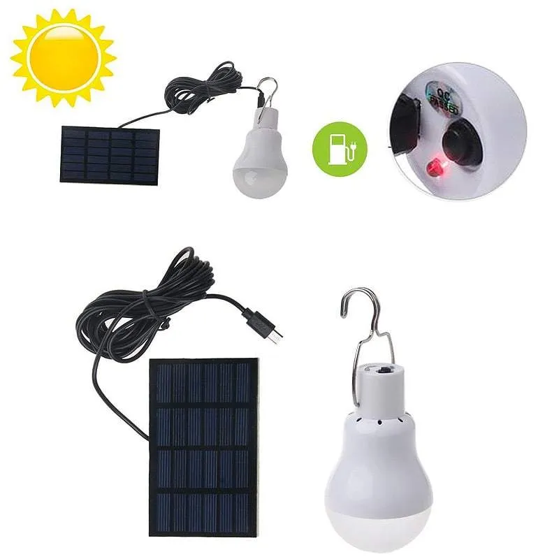 Rechargeable 15W LED Light Bulb w/ External Solar Panel