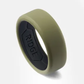 Ridge 8mm Silicone Ring Set - Matte Olive