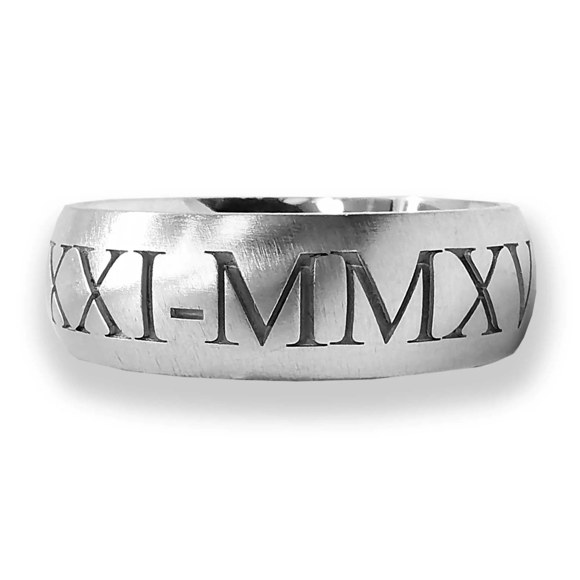 Roman Numerals Personalised Silver Ring