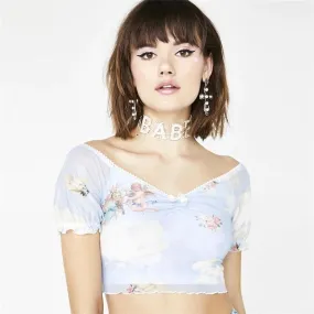 Saint Angels Ruffled Crop Top