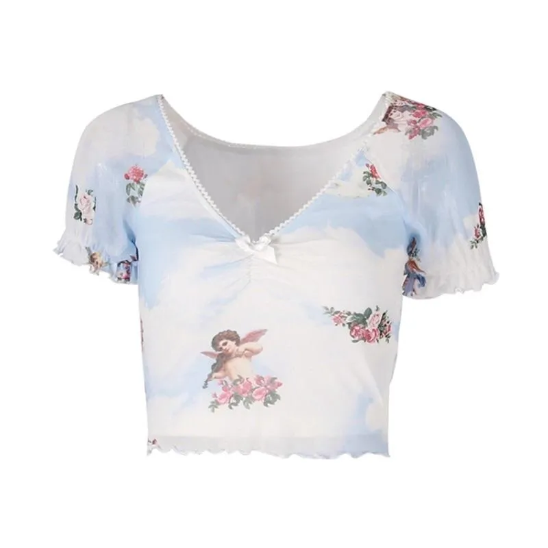 Saint Angels Ruffled Crop Top