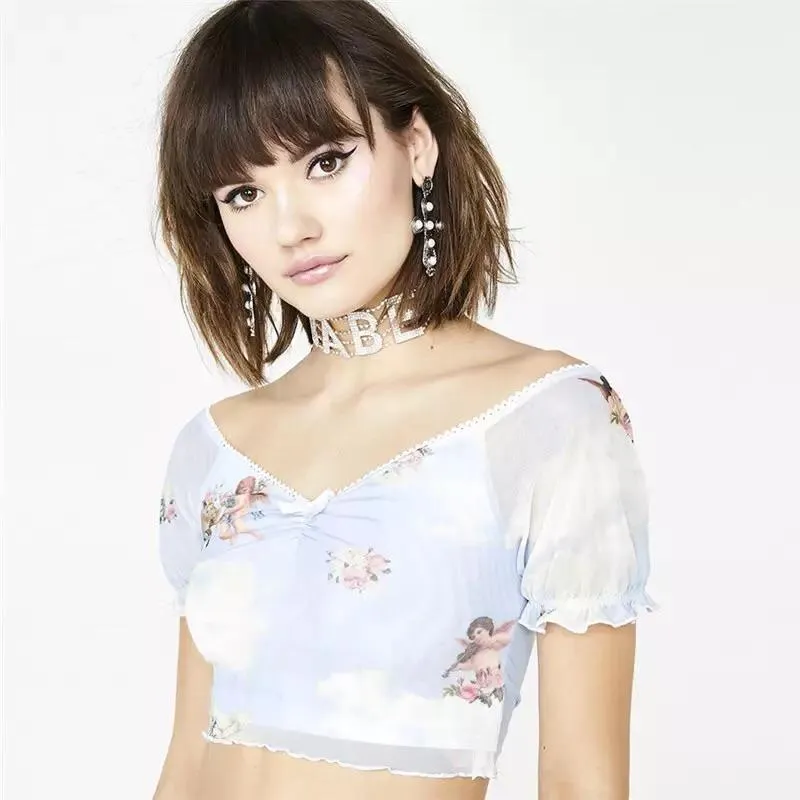 Saint Angels Ruffled Crop Top