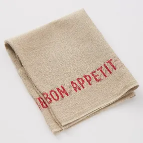 Serviettes Set of Six 100% French Linen Napkins Bon Appetit Rouge by Charvet Editions