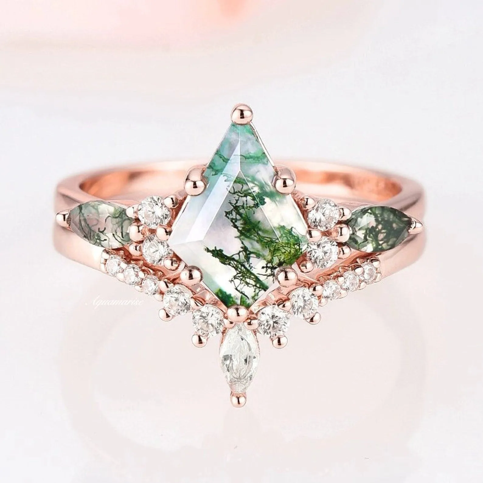 Skye Moss Agate Couples Ring