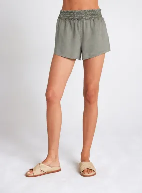 Smocked Waist Tencel Short - Soft Army