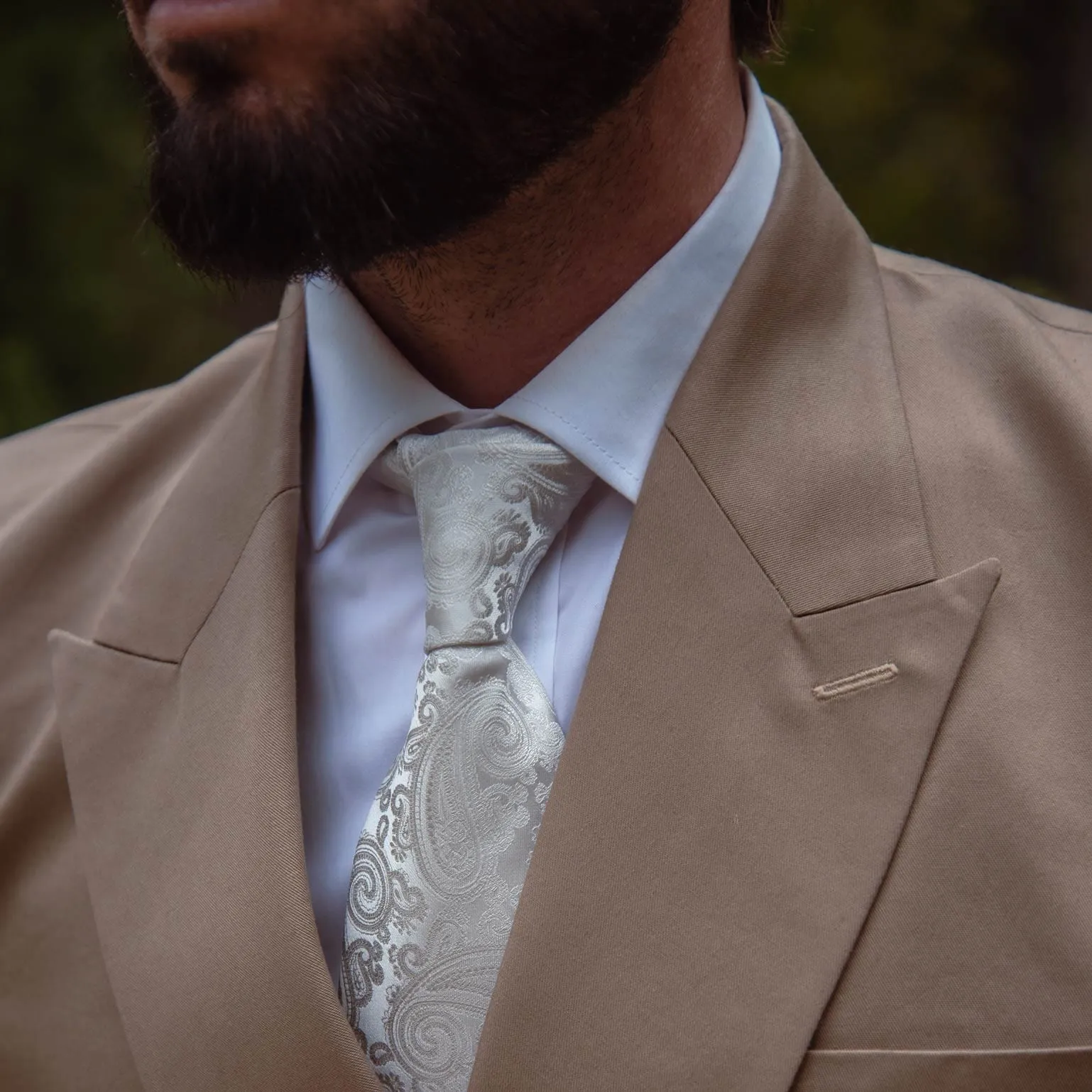 Soave - Silk Jacquard Tie - Silver Pearl