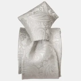 Soave - Silk Jacquard Tie - Silver Pearl