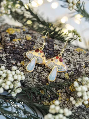 Stained glass inspired Mushroom earrings