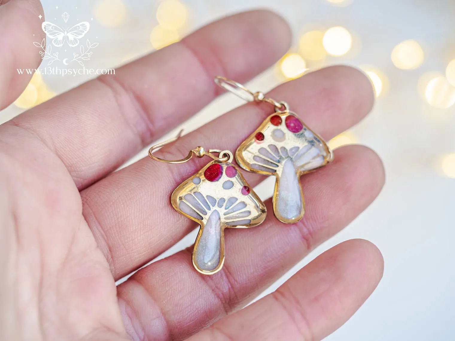 Stained glass inspired Mushroom earrings