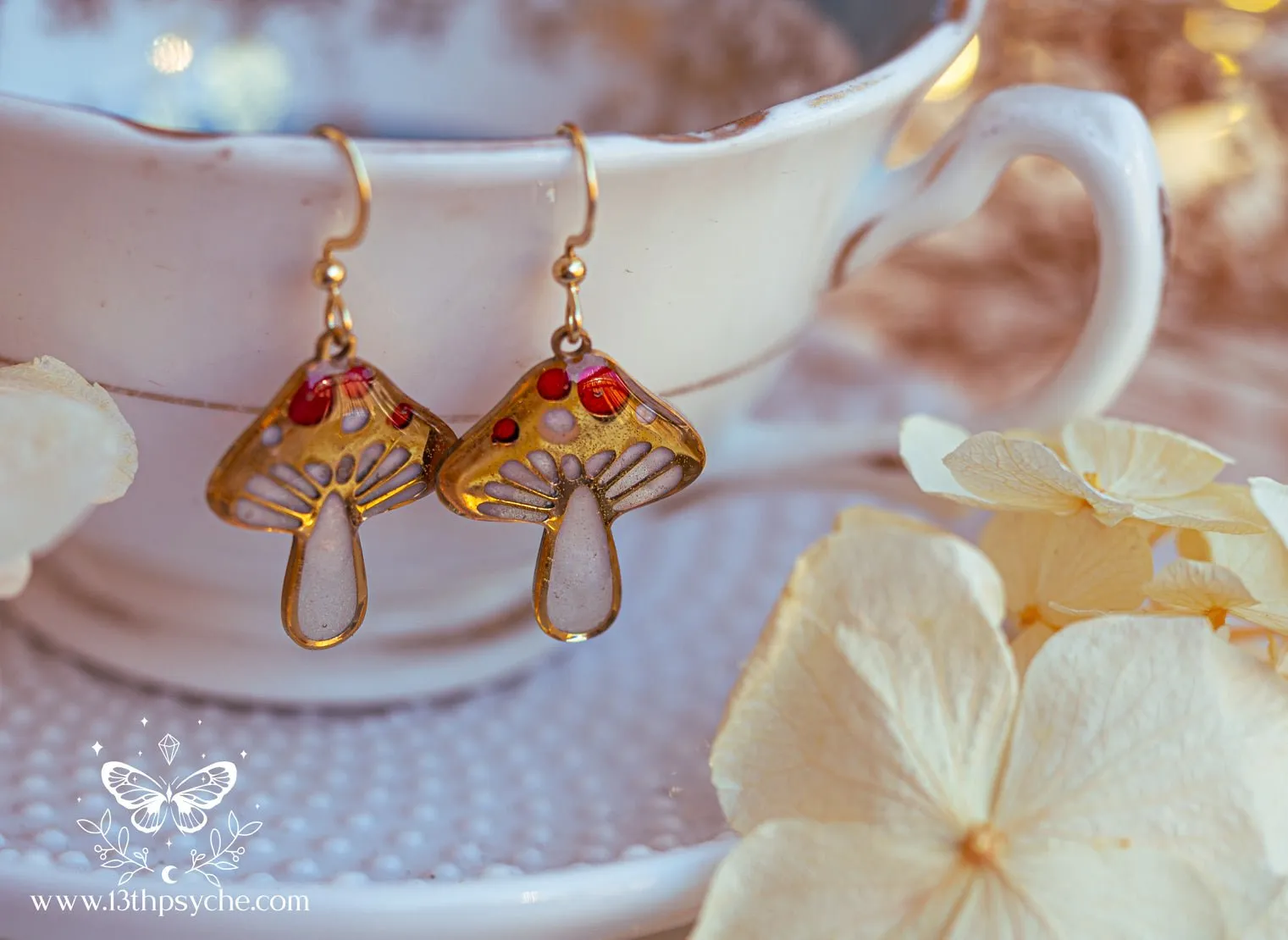 Stained glass inspired Mushroom earrings