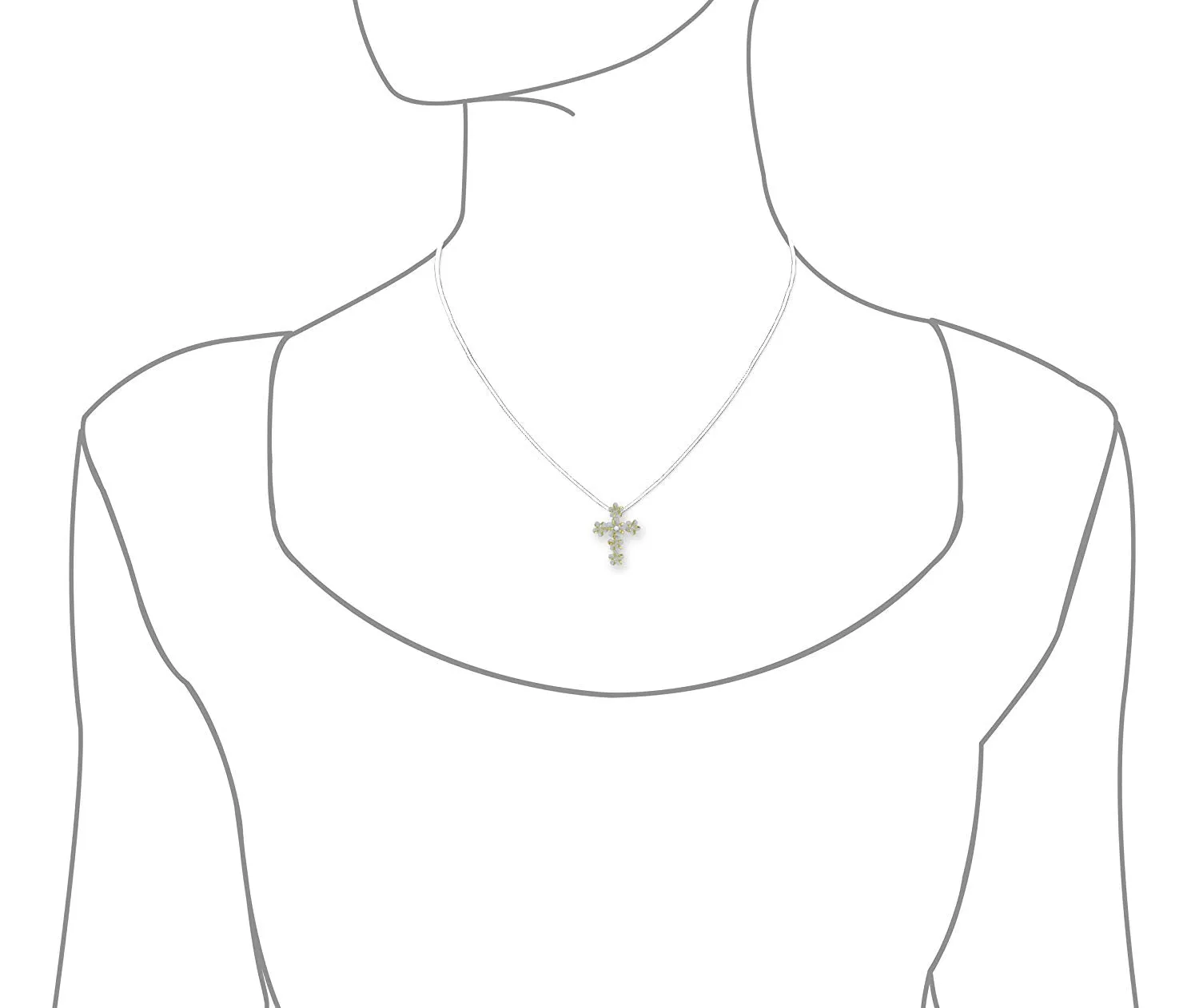 Sterling Silver with 14kt Yellow Gold Plated Accents Plumeria Cross Pendant Necklace, 16 2" Extender