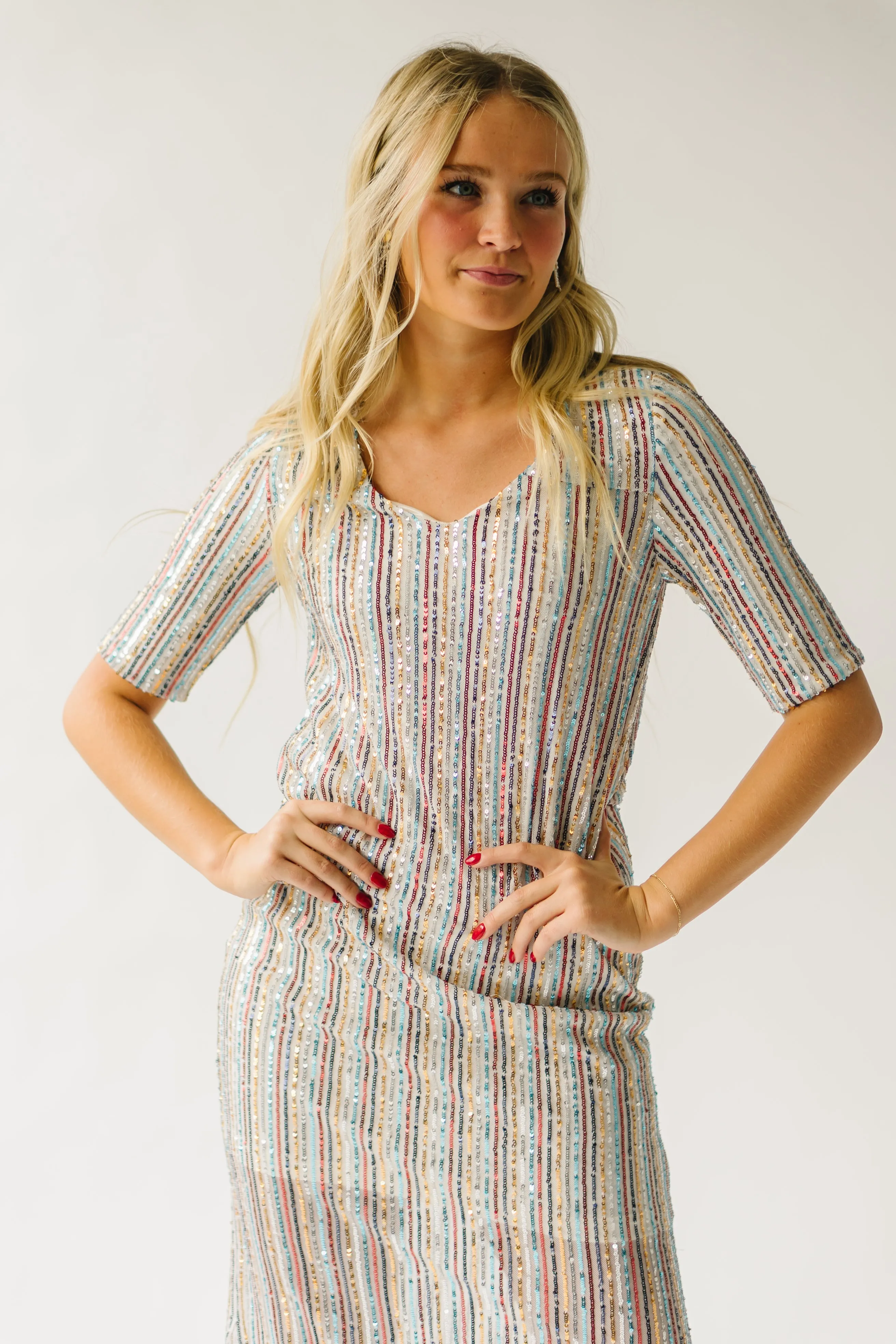 The Kurtz Sequin Dress in Cream Multi