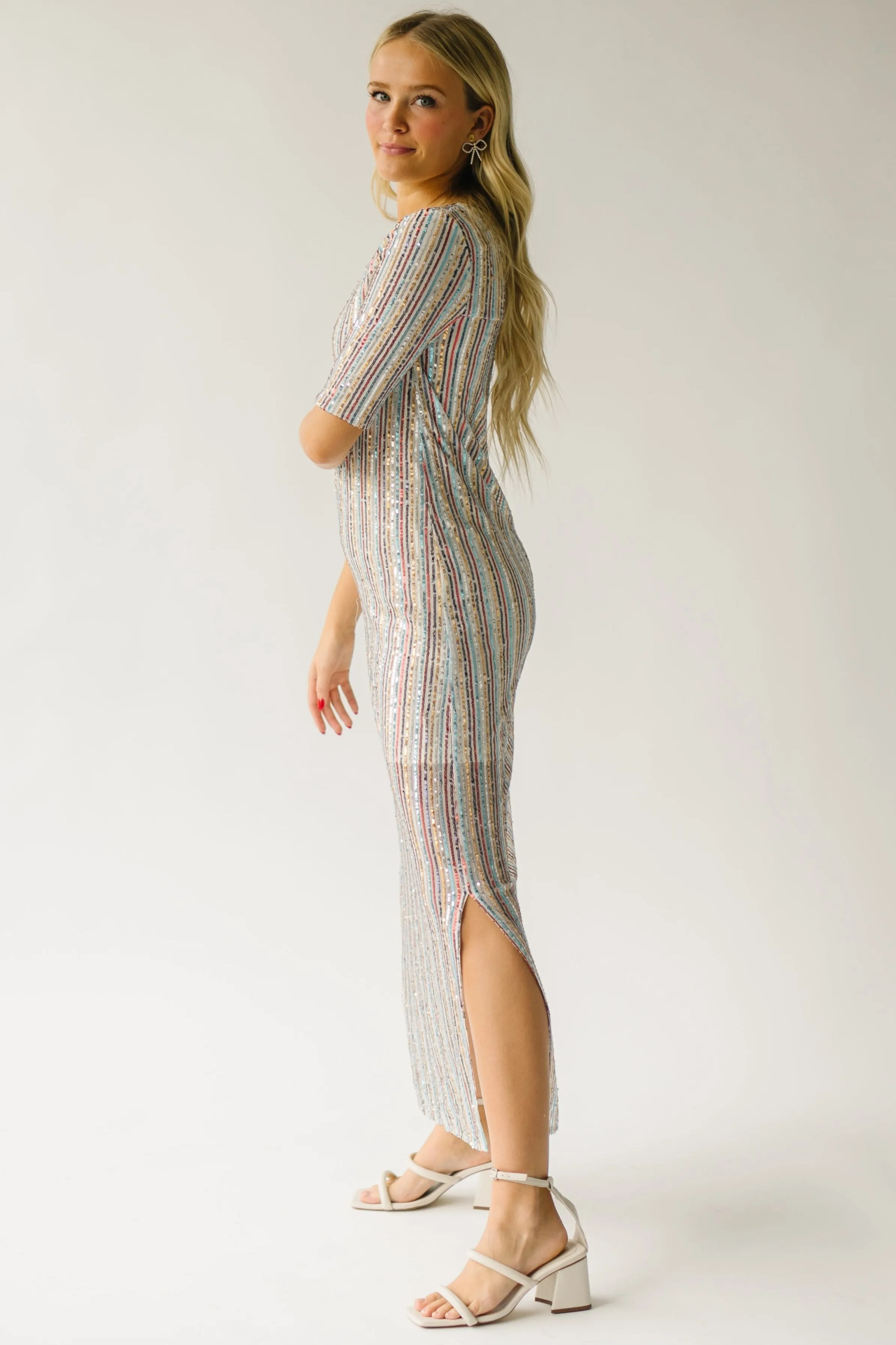 The Kurtz Sequin Dress in Cream Multi