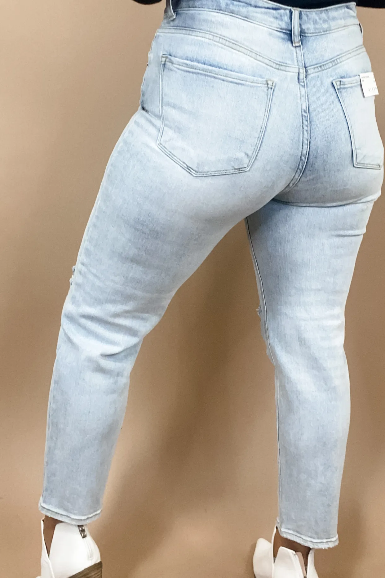 The Vanessa's- Light Wash High Rise Relaxed Fit Ripped Jeans