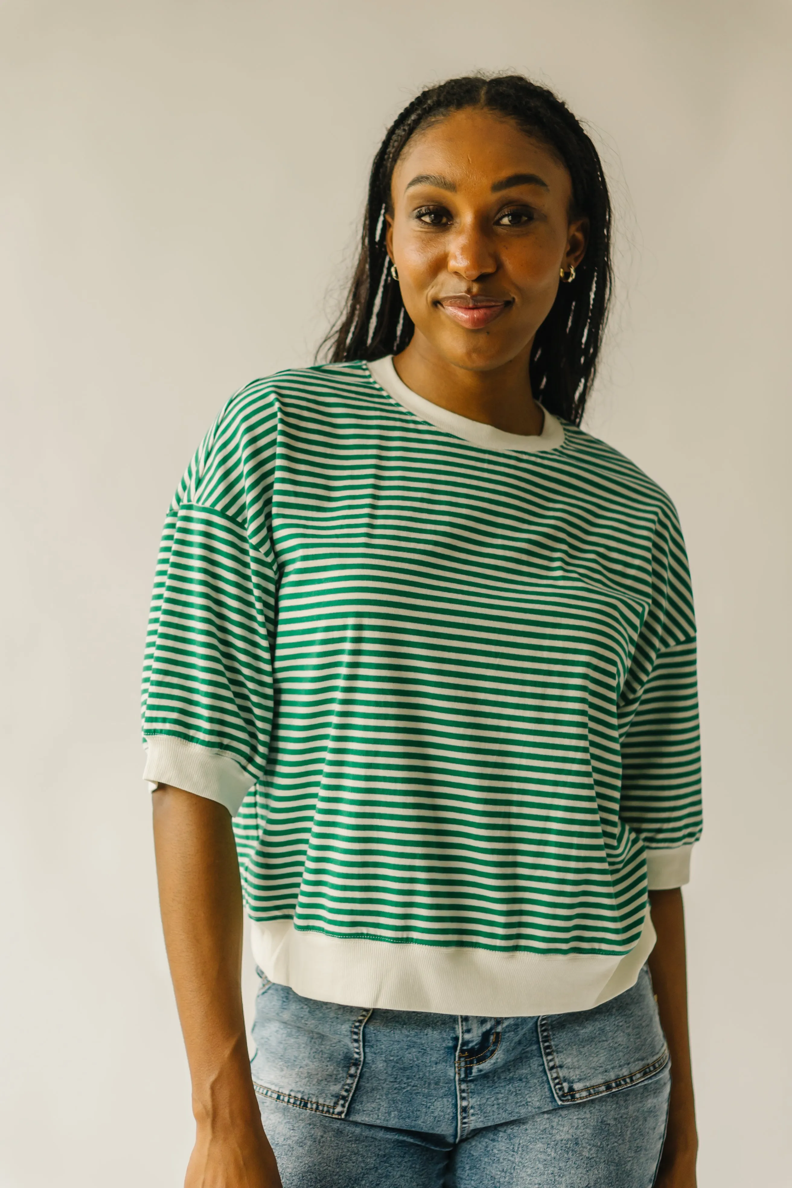 The Wrenly Crew Striped Tee in Green