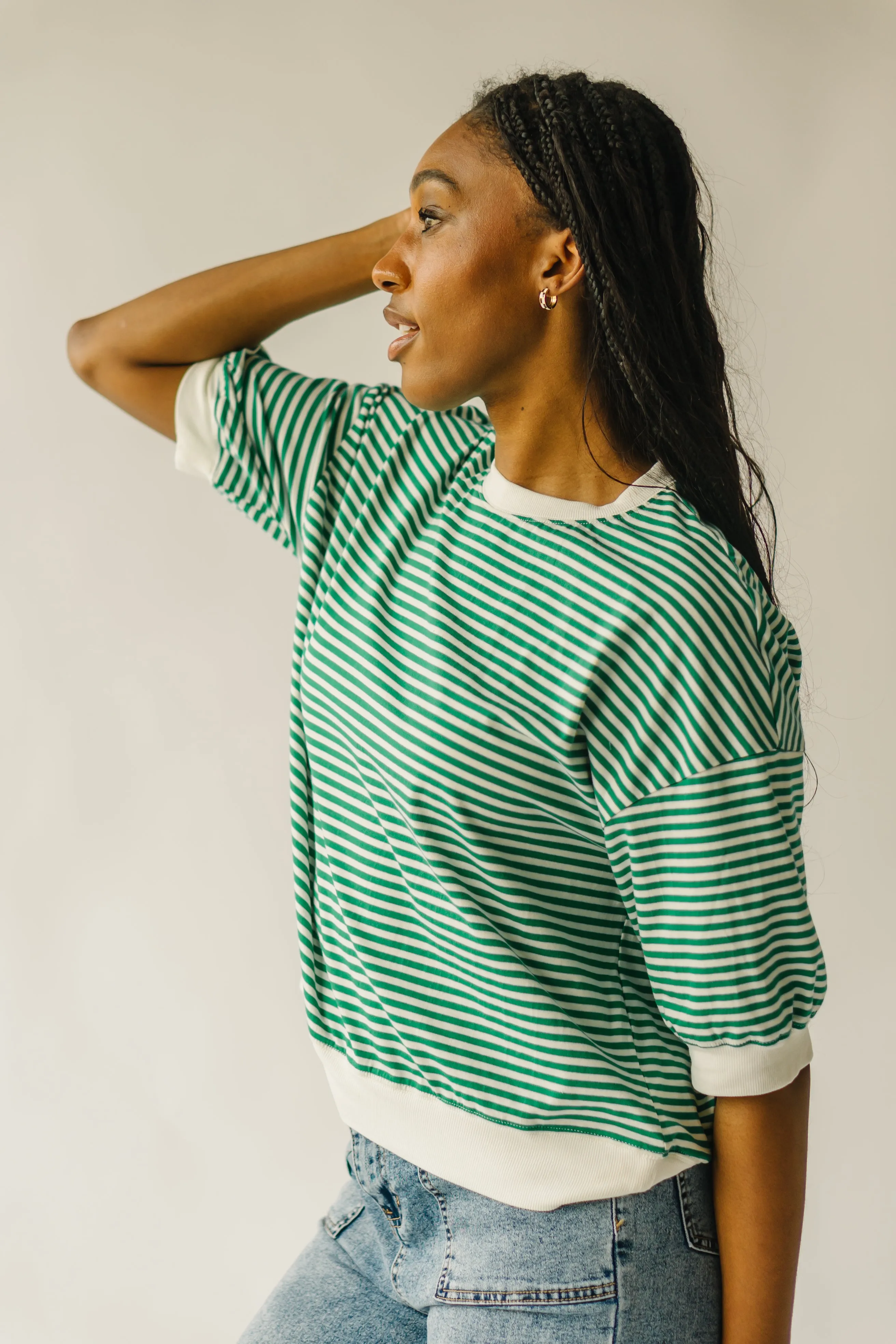 The Wrenly Crew Striped Tee in Green