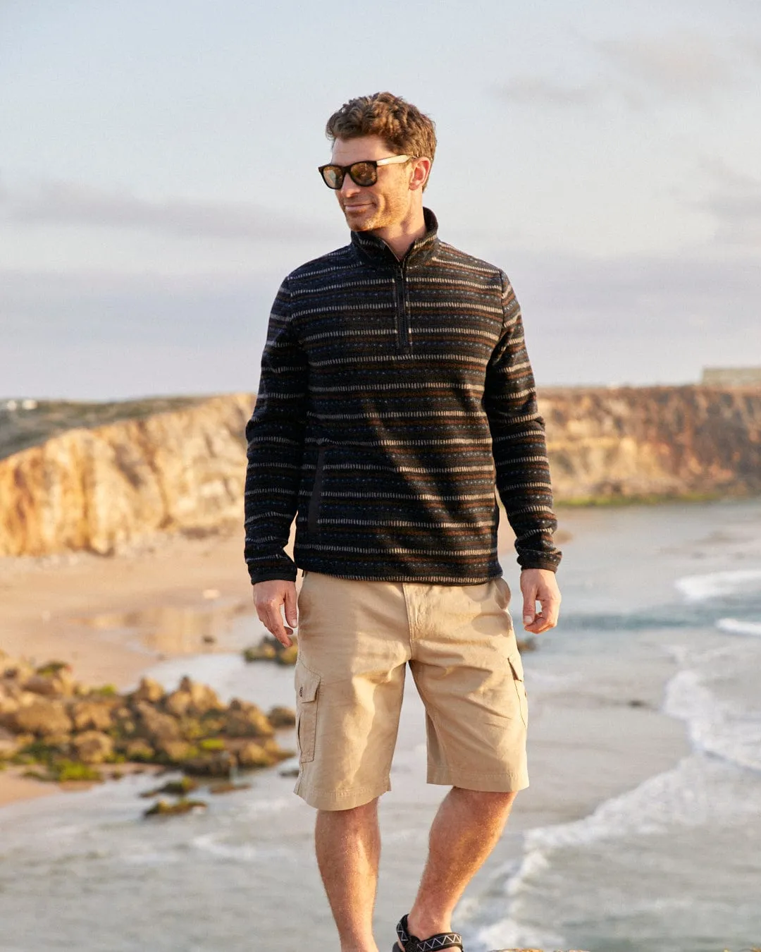 Theo Stripe - Mens Fleece - Dark Grey Stripe