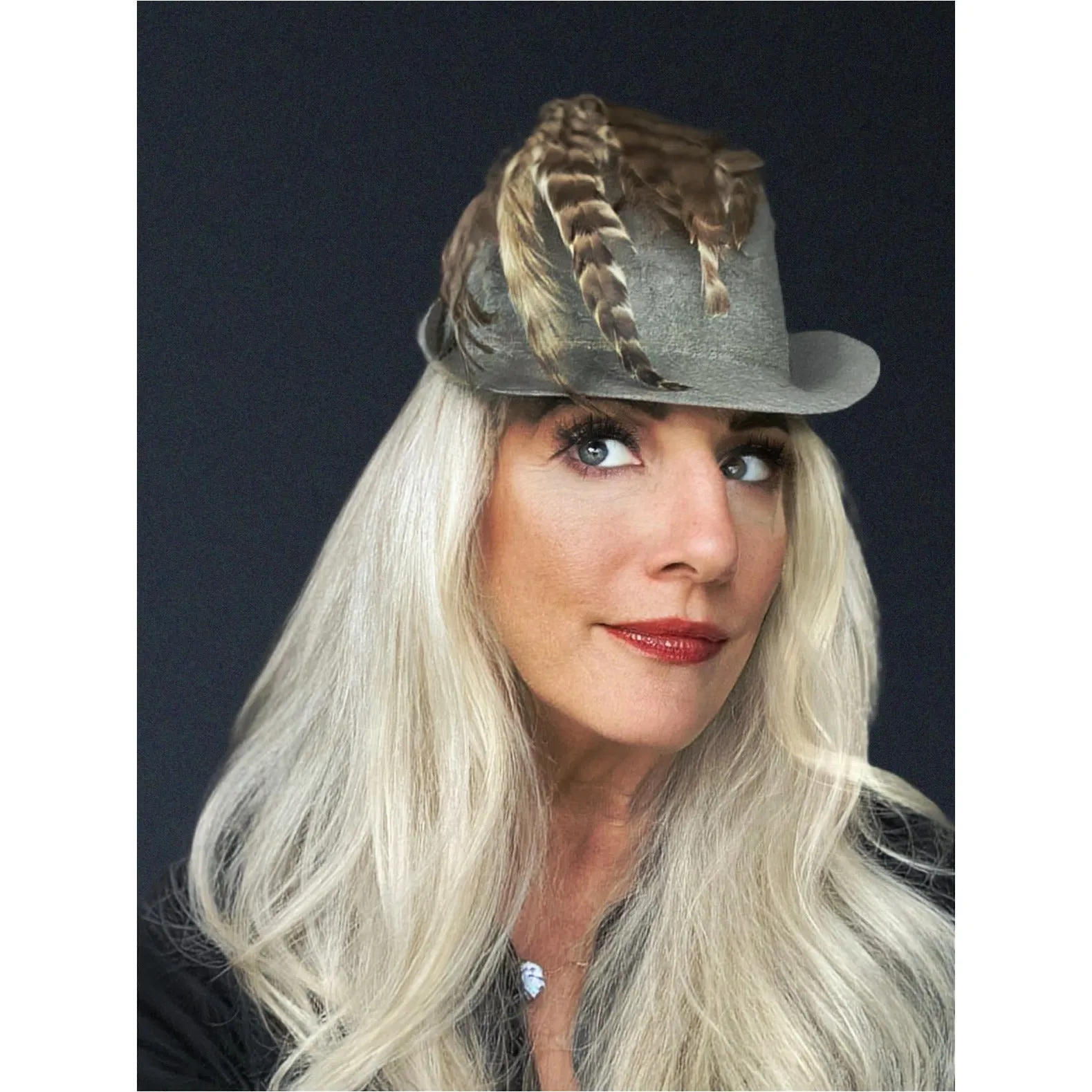 Vintage 1930s Knox  Cloche Hat Bird Head Pheasant Feathers Gray Felt XS Sherlock