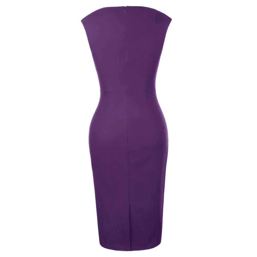 Vintage Hips-Wrapped Bodycon Pencil Dress